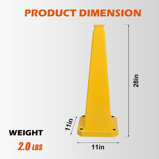 28Inch 4-Sided Message Cone, No Printing 6PCS