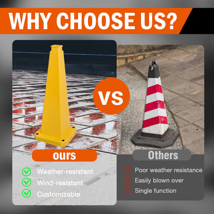 28Inch 4-Sided Message Cone, No Printing 6PCS